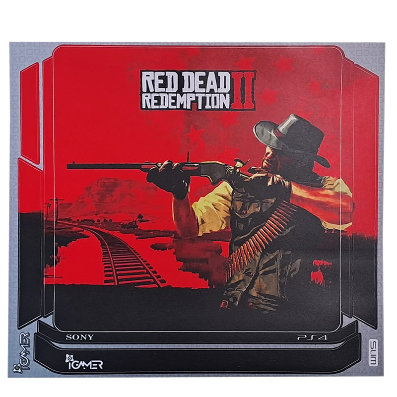برچسب کنسول PS4 طرح RED DEAD II