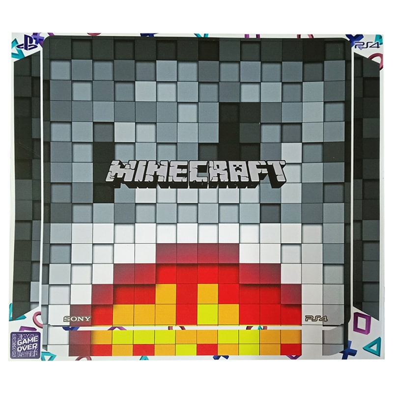 برچسب بدنه کنسول PS4 ماین کرافت طوسی MINECRAFT