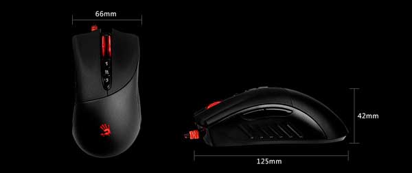 اندازه های موس گیمینگ A4TECH Bloody V3M Gaming Mouse