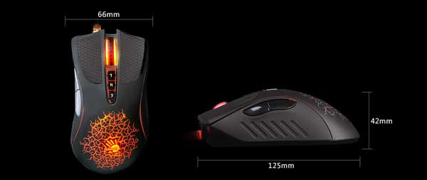 سایز موس گیمینگ A4Tech Bloody A90 Gaming Mouse