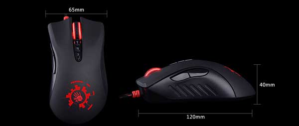 سایز موس گیمینگ A4TECH Bloody A91 Gaming Mouse