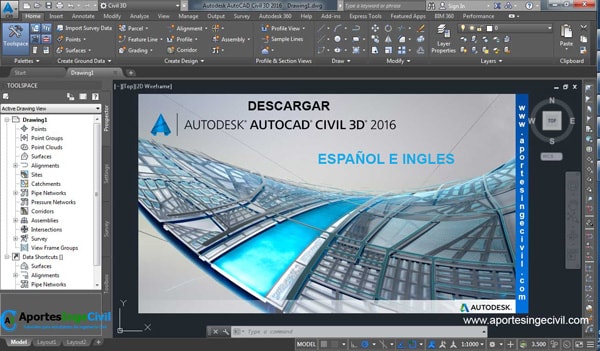 محیط کاربری نرم افزار طراحی و مدلسازی عمرانی Autodesk Autocad Civil 3D 2019