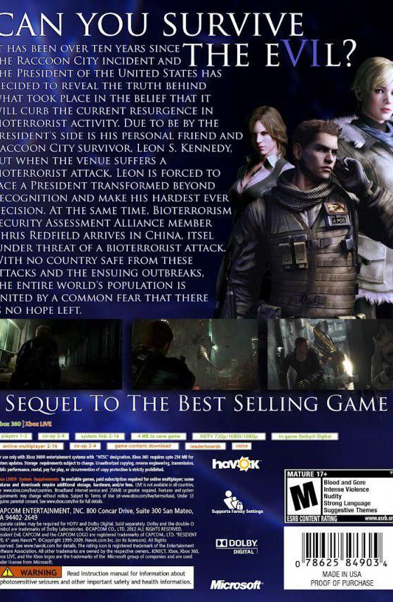 خرید بازی resident evil 6 برای کنسول xbox 360