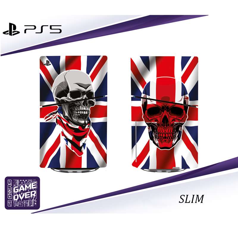 برچسب کنسول PS5 SLIM طرح England Flag Skull